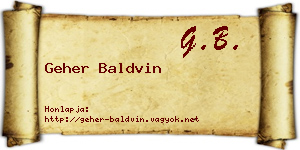 Geher Baldvin névjegykártya